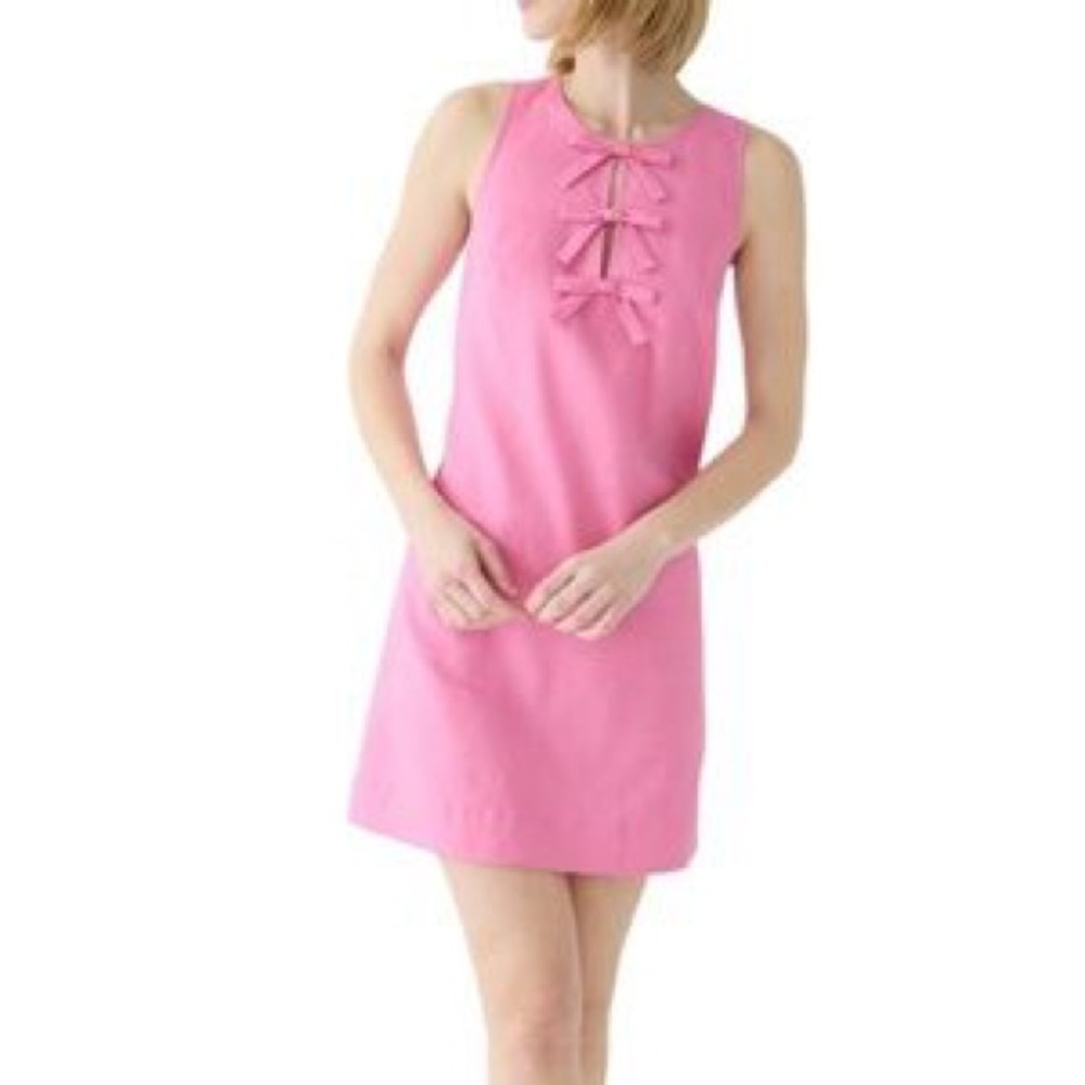 Jcrew bow-front shift dress in stretch linen blend - Picture 2 of 9